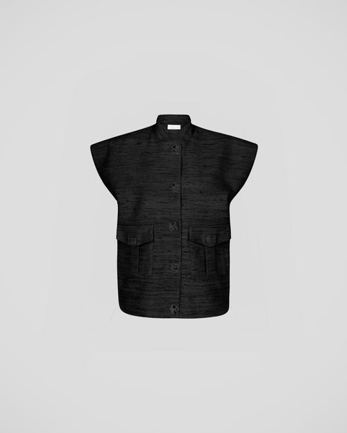 Milly waistcoat in silk tweed with a sculptural collar