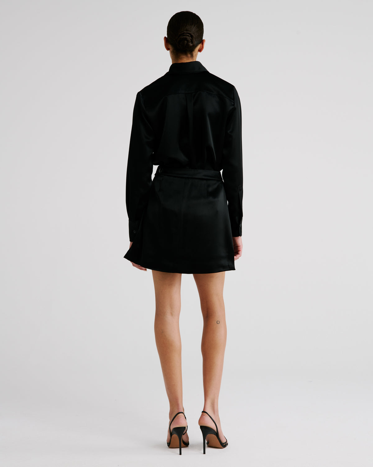 Minnie Skort in black Cady Satin