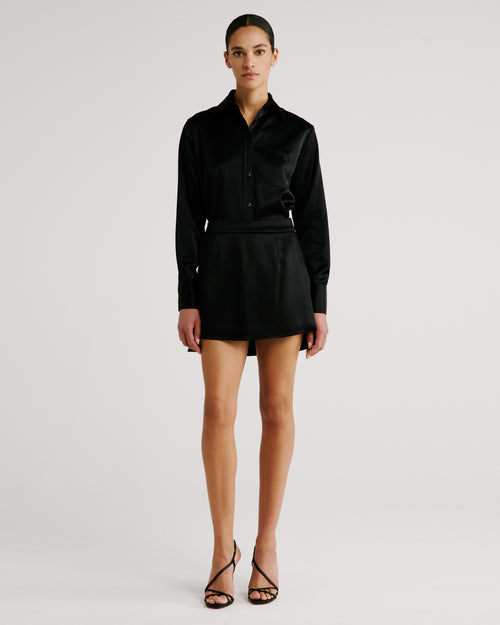 Violi Blouse in black Cady Satin