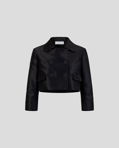 Mondino cropped jacket in sculptural silk mikado