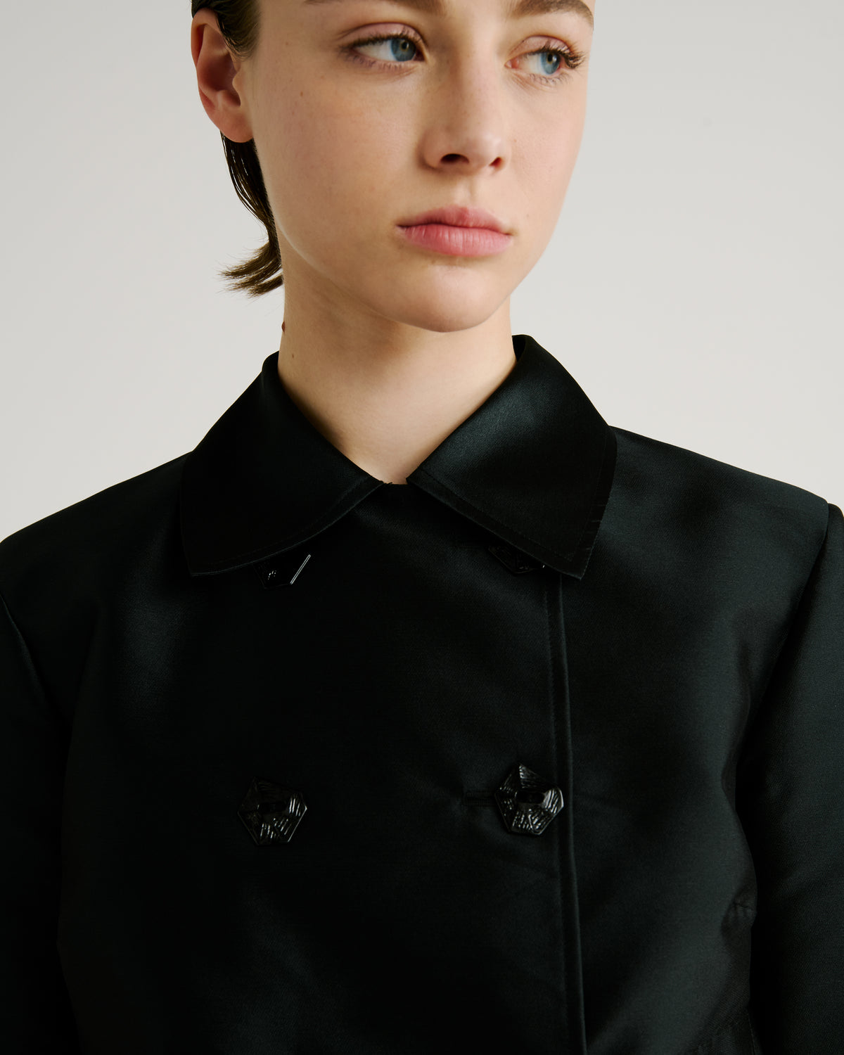 Mondino Jacket in black Silk Mikado
