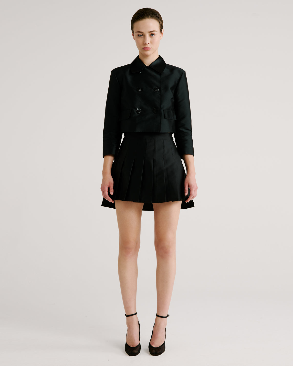 Hovel Skort in black Silk Mikado