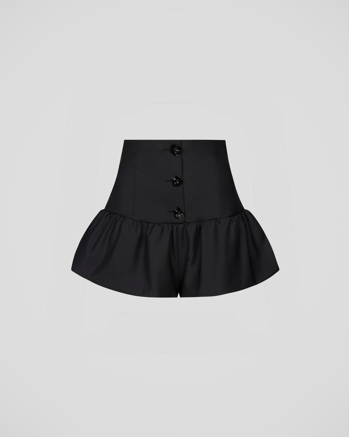 Morocco shorts in crepe wool with a sculptural peplum