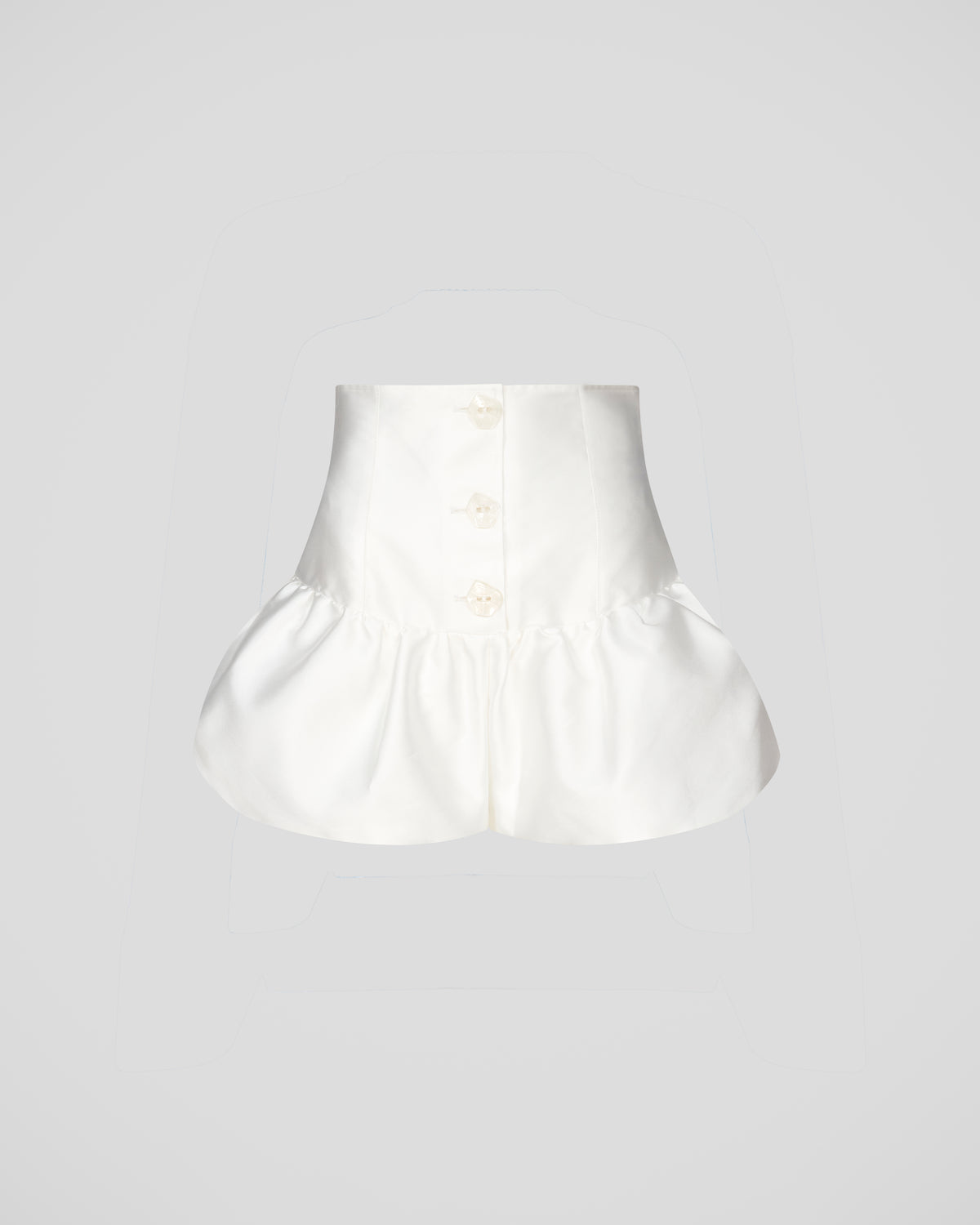 Morocco shorts in sculptural silk mikado with a peplum hem