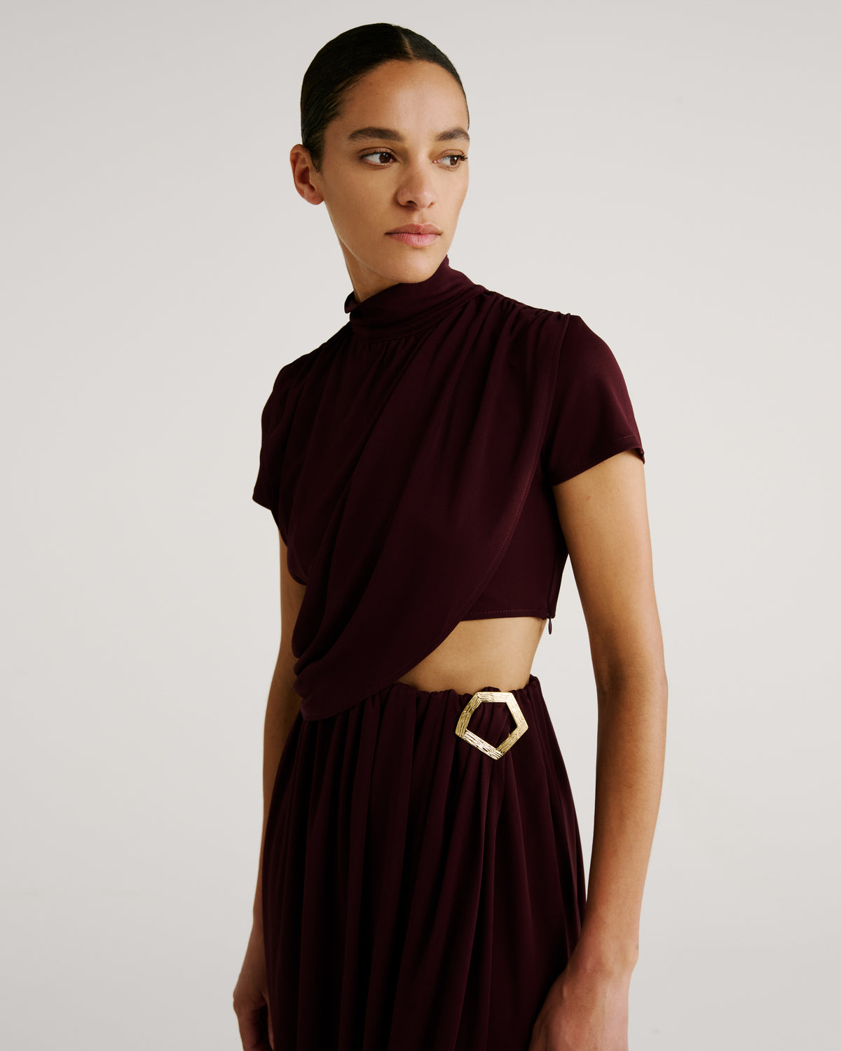 Pagani Dress in burgundy Crepe Jersey