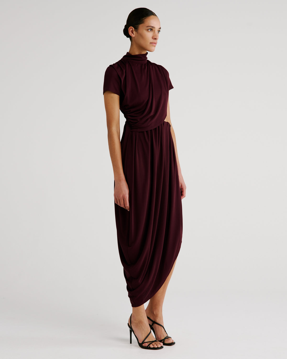 Pagani Dress in burgundy Crepe Jersey