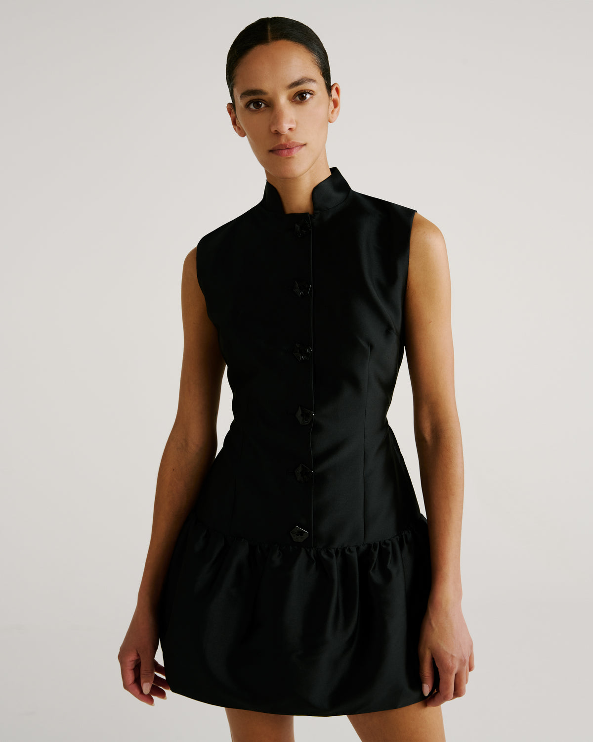 Paris Dress in black Silk Mikado