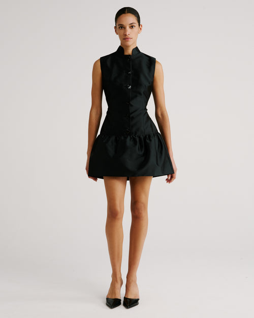 Paris Dress in black Silk Mikado