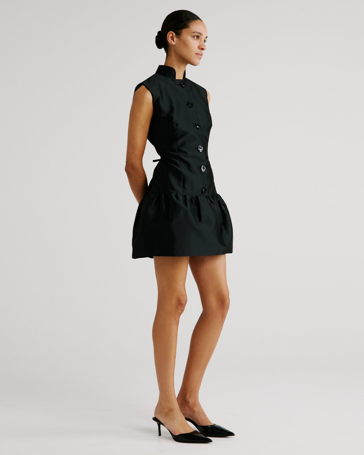 Paris Dress in black Silk Mikado