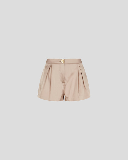 Pasolini shorts with sculptural pleats in cady satin