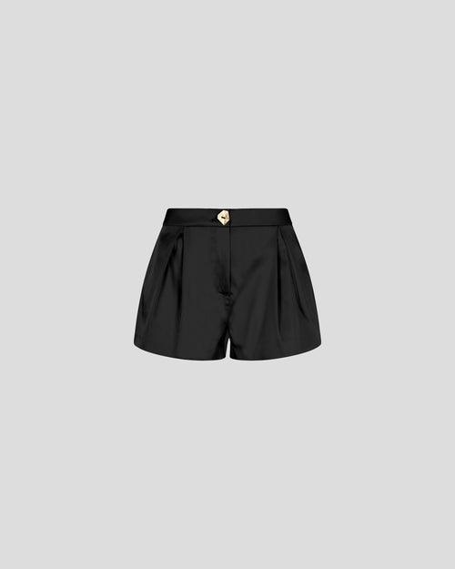 Pasolini shorts in cady satin with sculptural pleats
