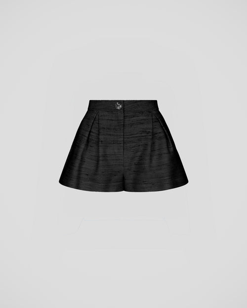 Pasolini shorts in pleated silk tweed with sculptural form