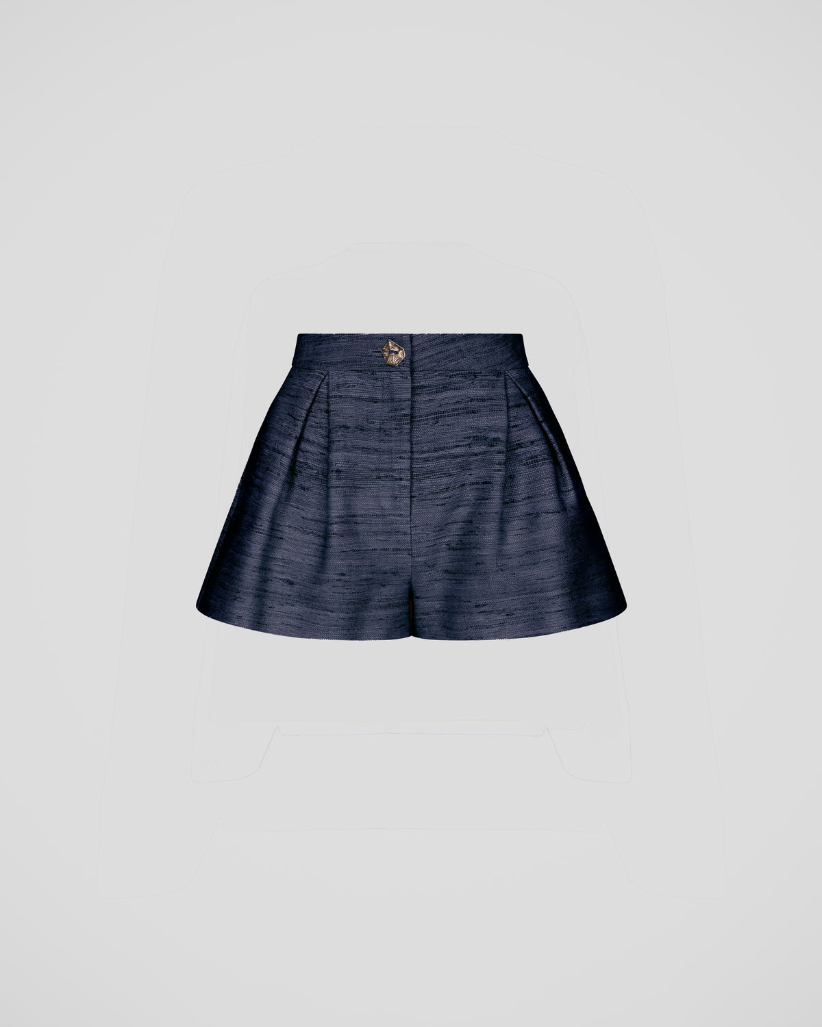 Pasolini shorts in silk tweed with sculptural pleats