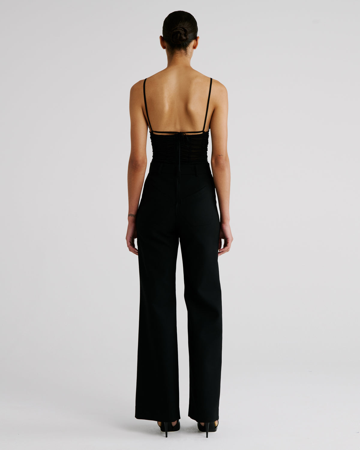 Pensato Top in black Stretch Silk Georgette