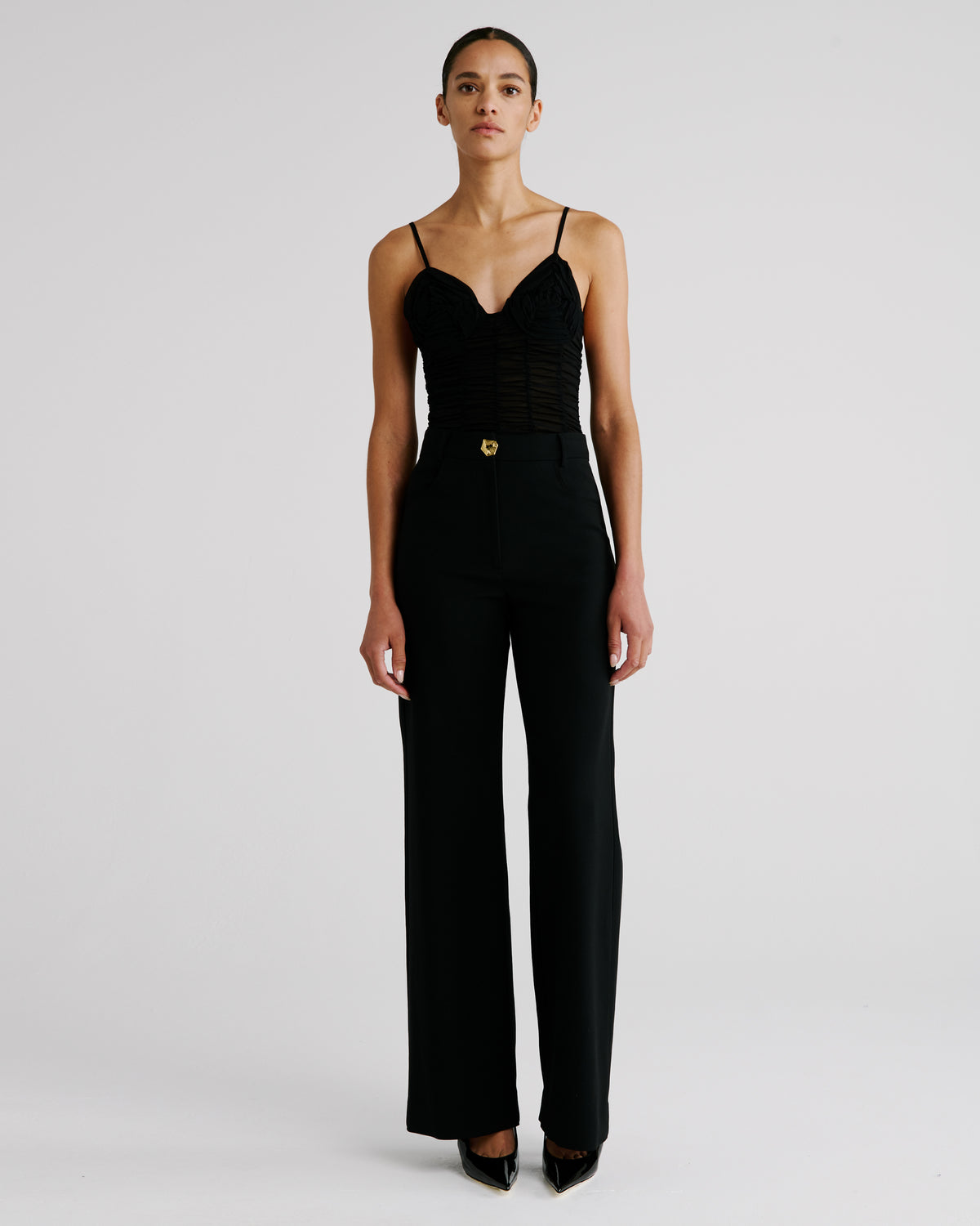 Pensato Top in black Stretch Silk Georgette