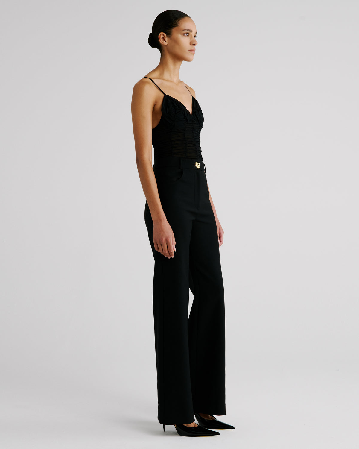 Pensato Top in black Stretch Silk Georgette