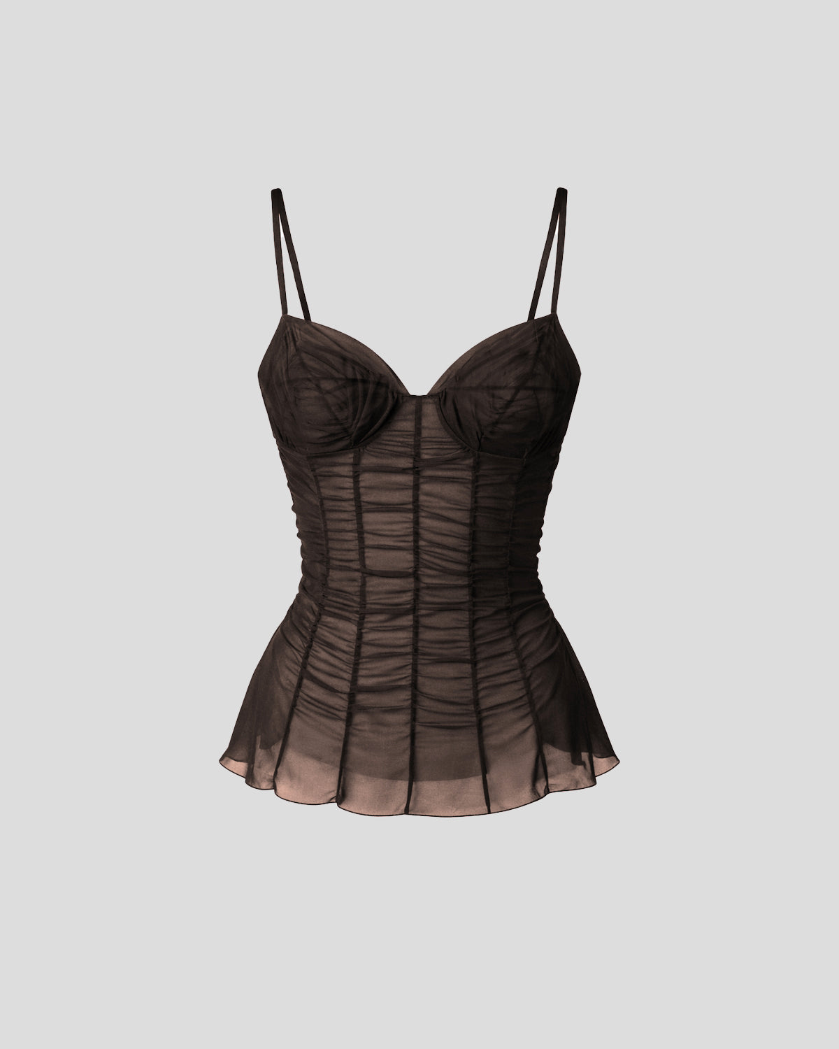 Pensato Top in brown Stretch Silk Georgette