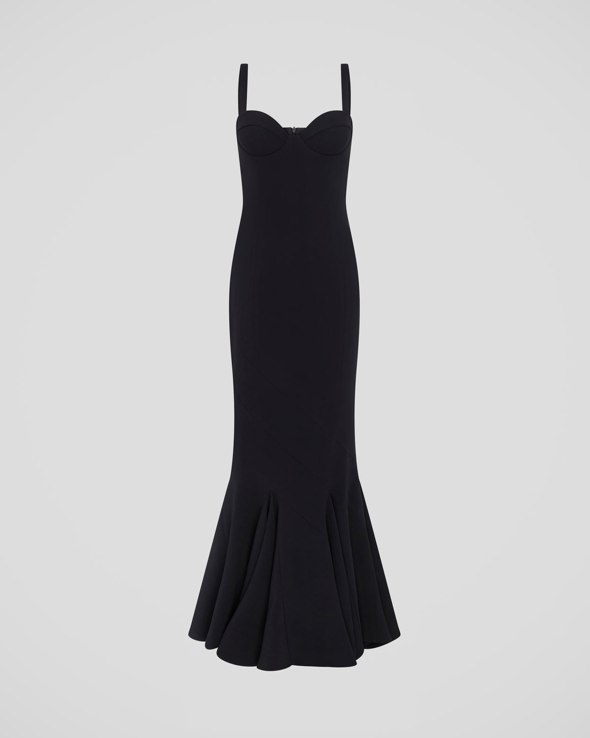 Petrarca dress in sable cady with a sculptural bodice