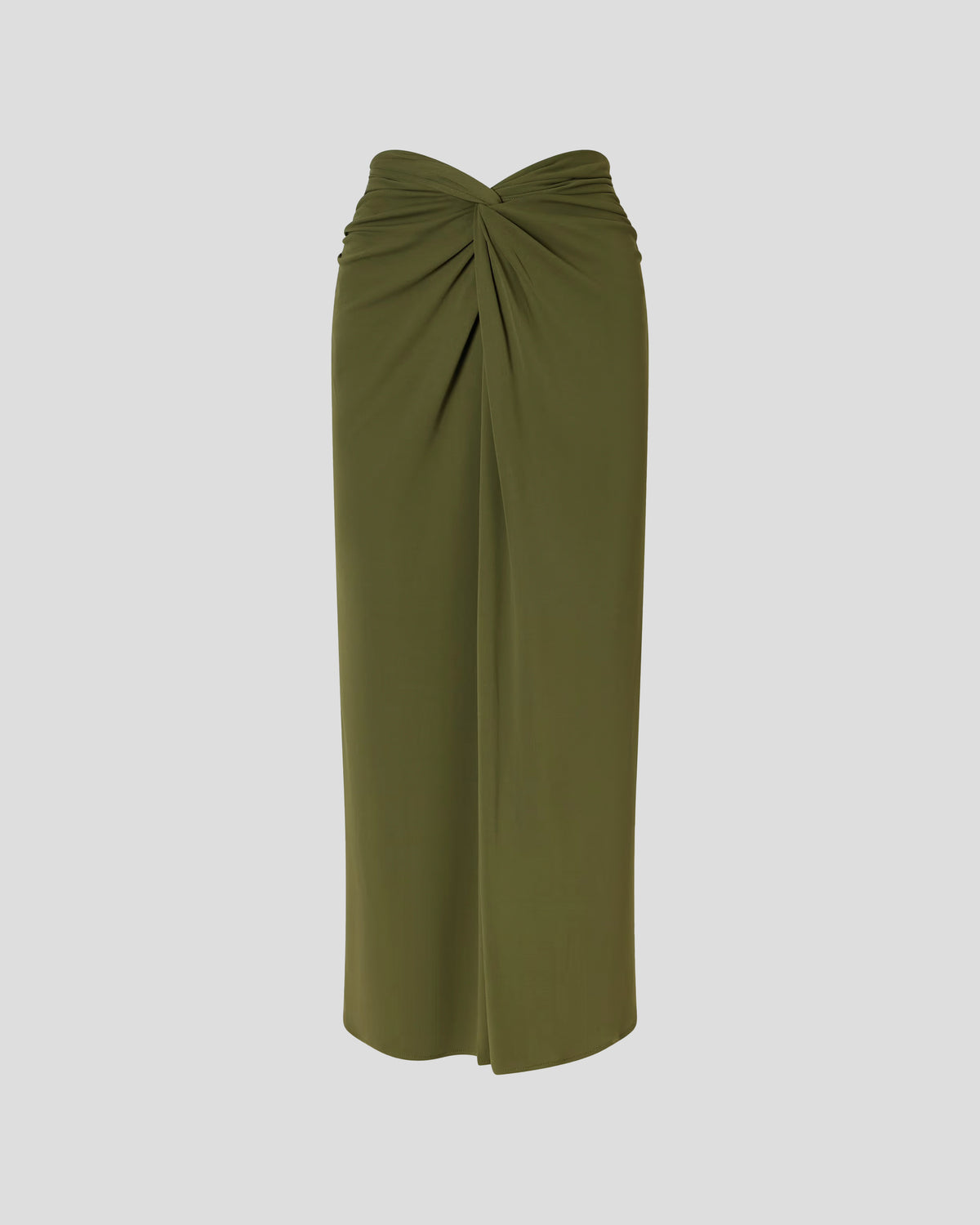 Rebecca skirt with sculptural twist knot and centre split