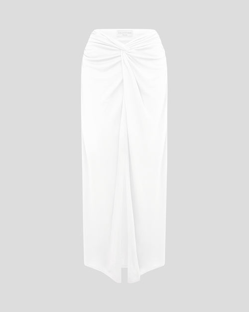 Rebecca skirt with a knotted twist knot and centre split