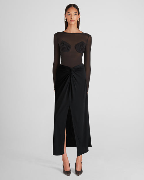 Doria Top in black Stretch Silk Georgette