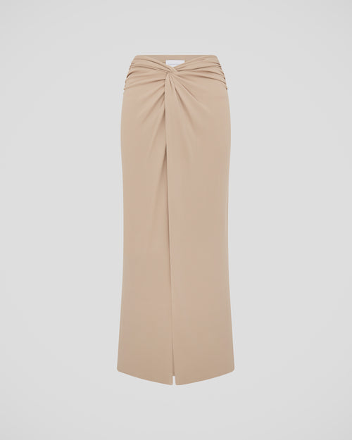 Rebecca skirt in crepe jersey with a sculptural twist knot