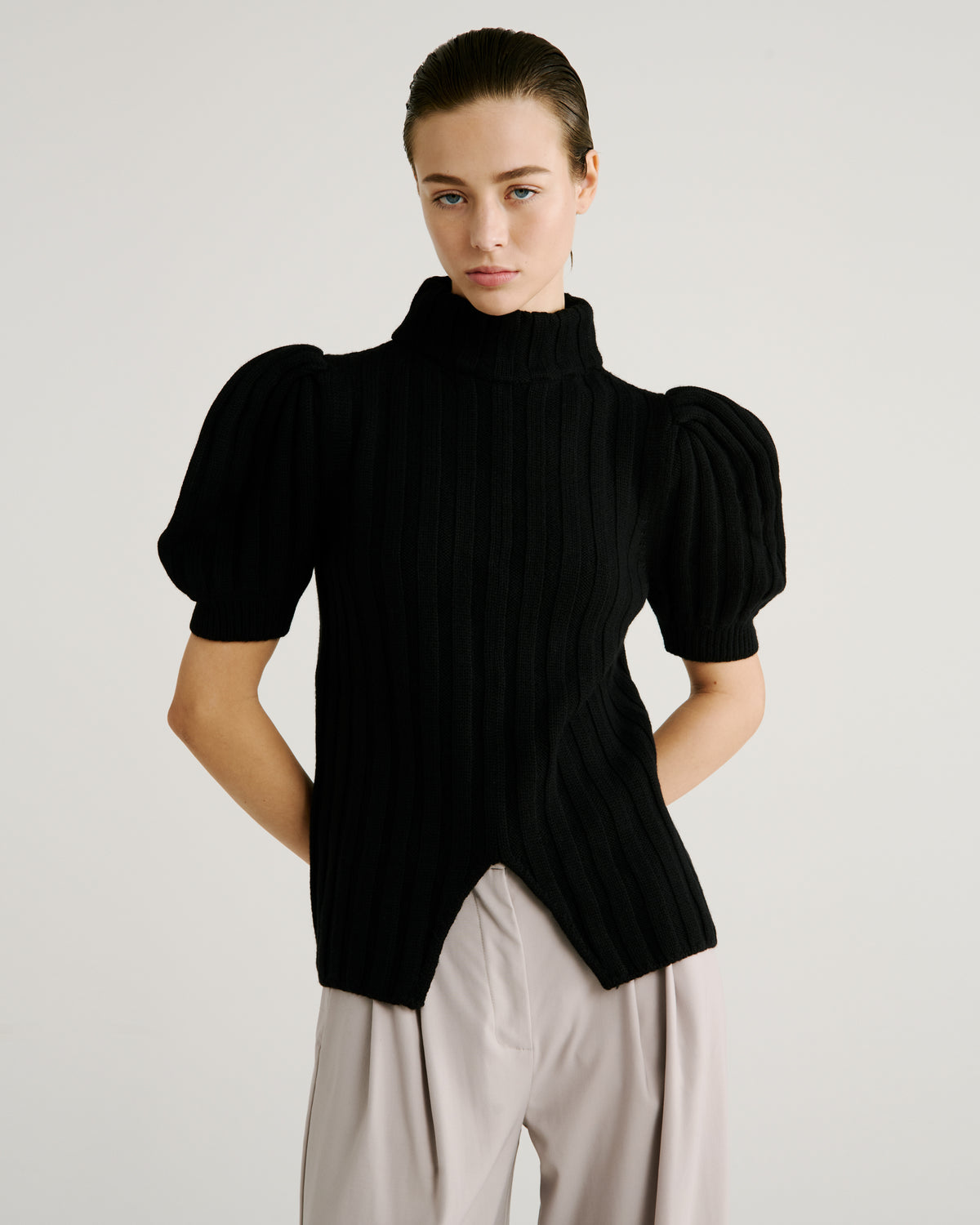 Riley Knit Sweater in black Zegna Cashwool® Merino Wool