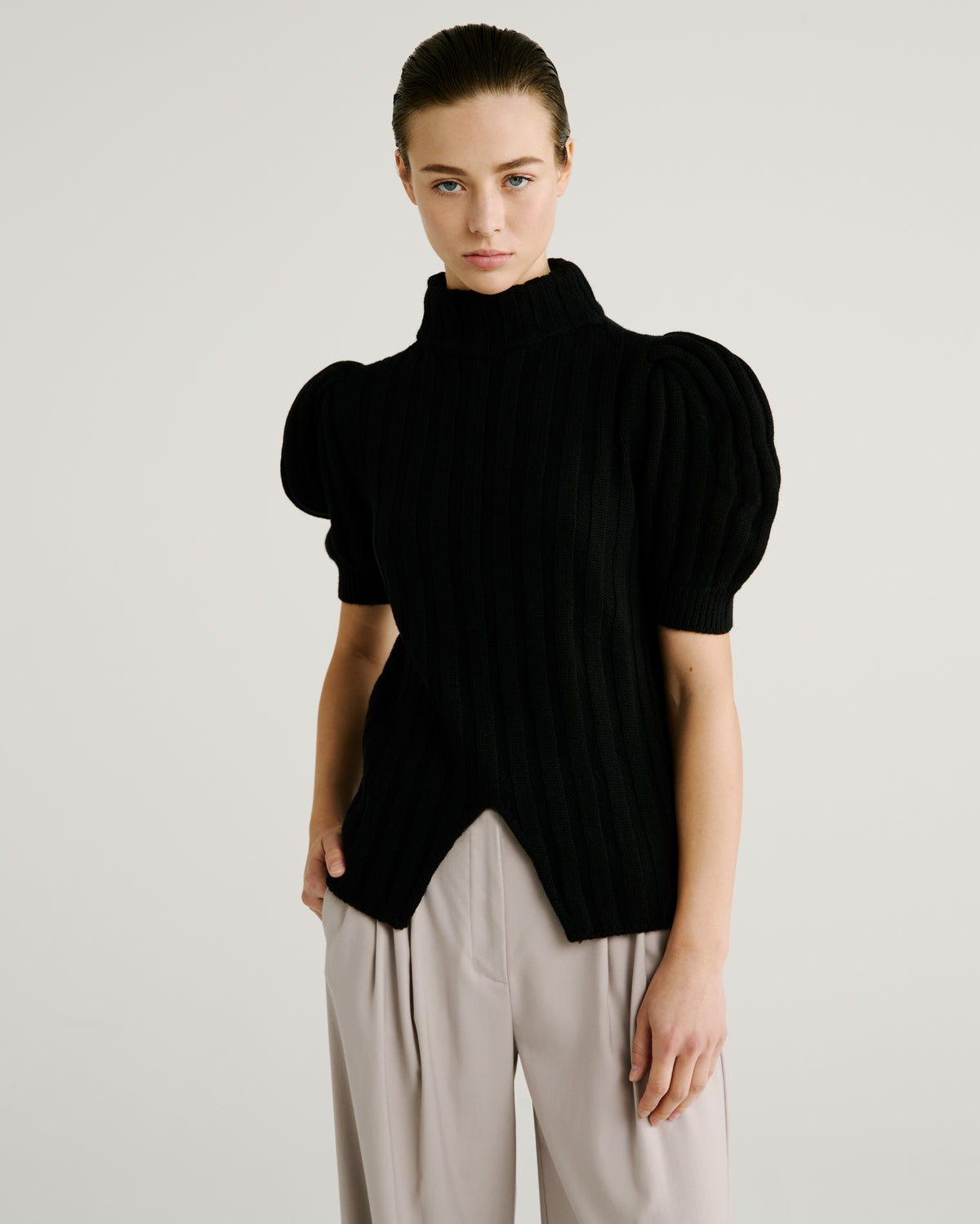 Riley Knit Sweater in black Zegna Cashwool® Merino Wool