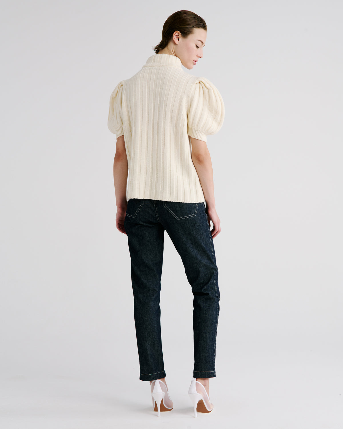 Riley Knit Sweater in ivory Zegna Cashwool® Merino Wool