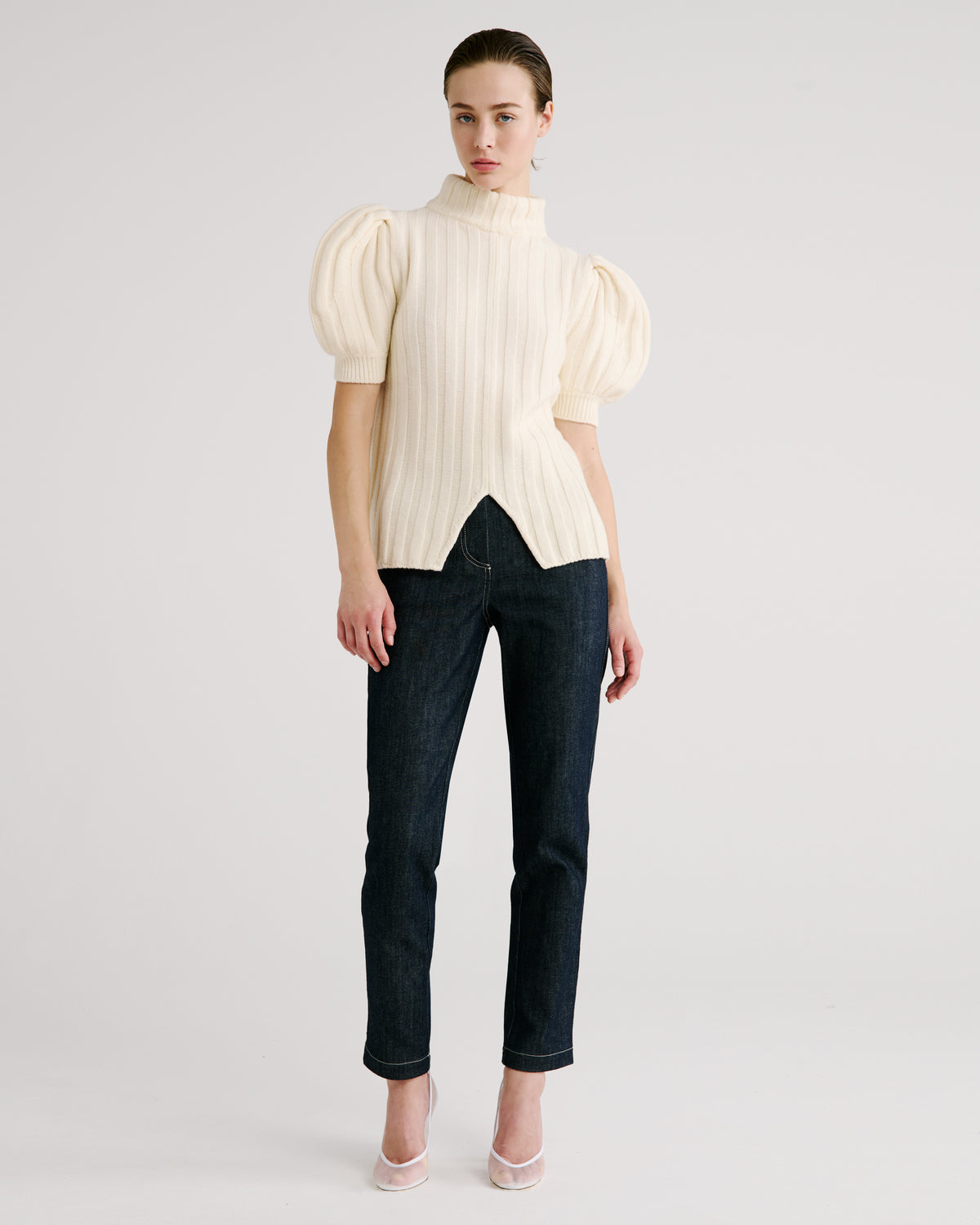 Riley Knit Sweater in ivory Zegna Cashwool® Merino Wool