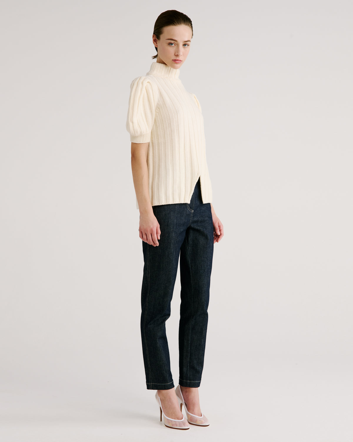 Riley Knit Sweater in ivory Zegna Cashwool® Merino Wool