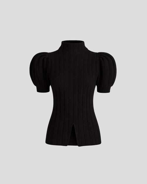 Riley knitted top in Zegna merino wool with sculptural form