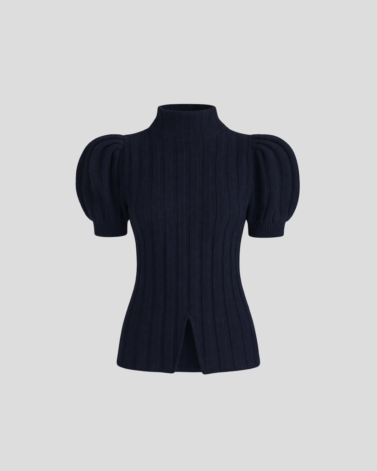 Riley knit top in Zegna merino wool with sculptural sleeves