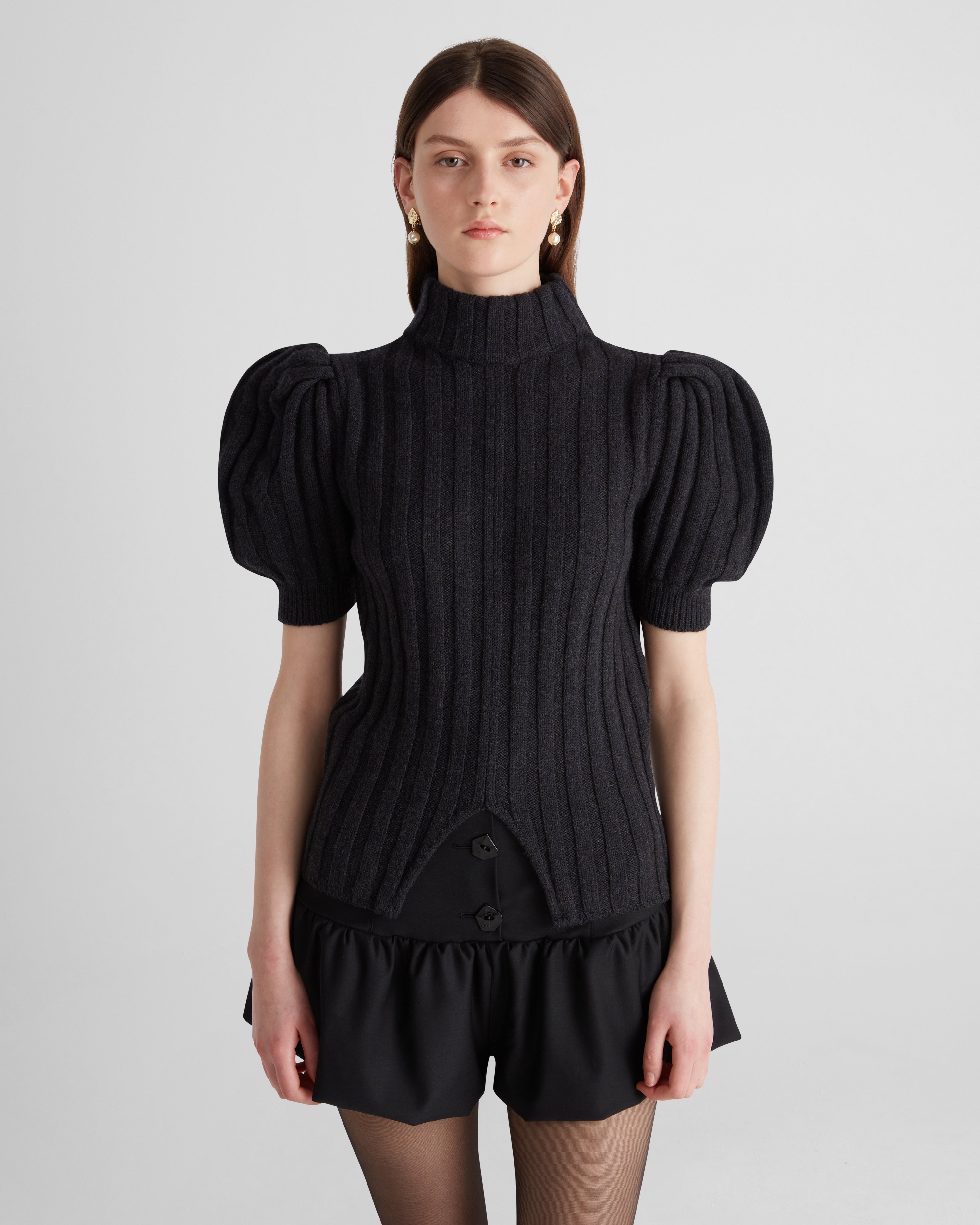 Riley Jumper in structured ribbed Zegna merino wool