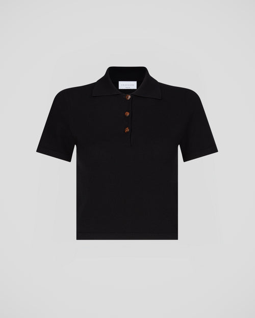 Roger knitted polo in viscose with refined horn buttons