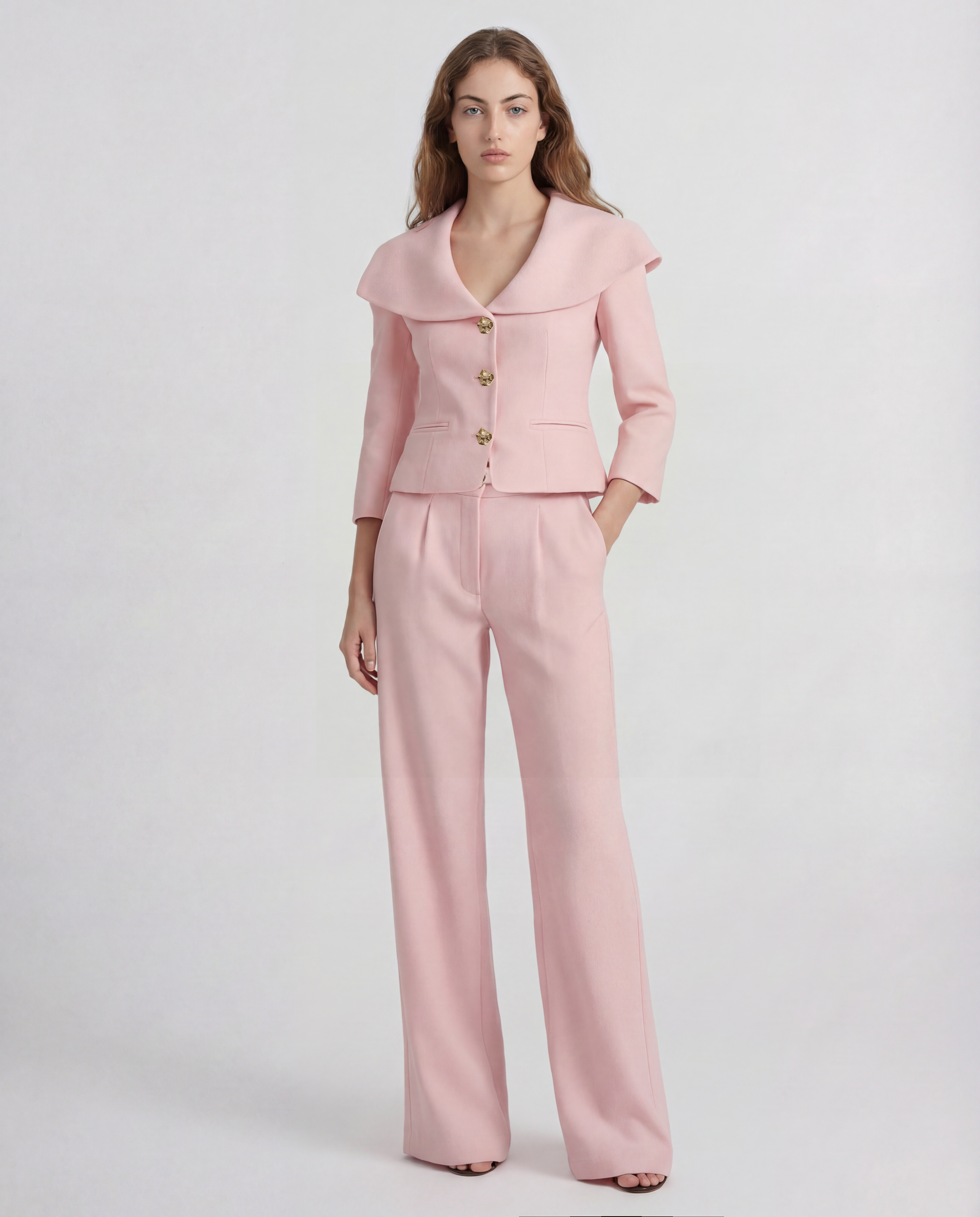Rota trousers in double crepe wool with refined pleats