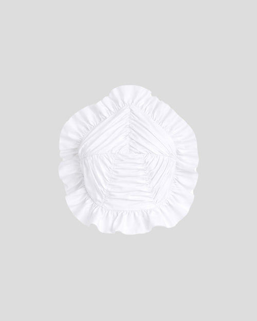 Royal top in ruched cotton with a sculptural halterneck