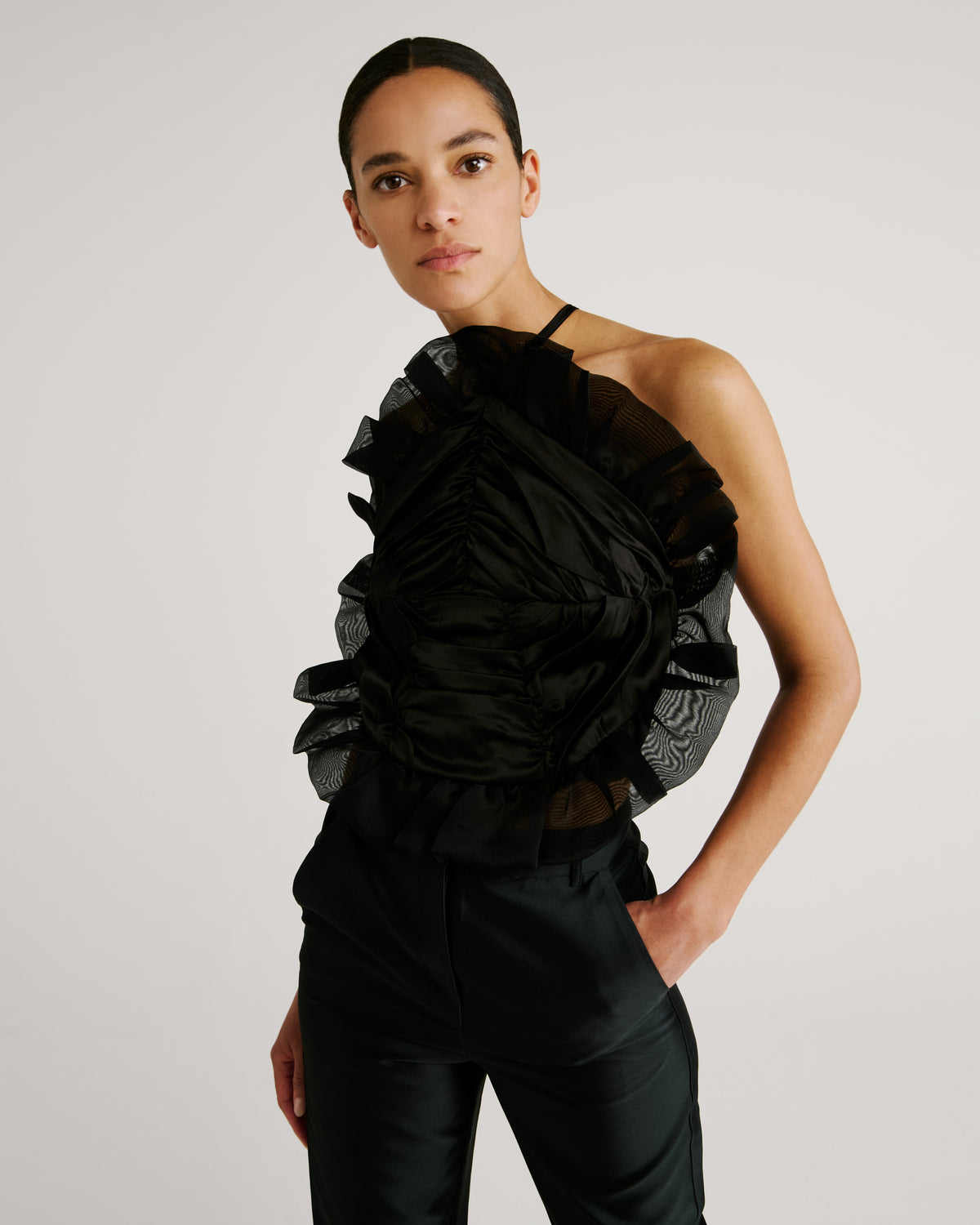 New York Trousers in black Silk Mikado