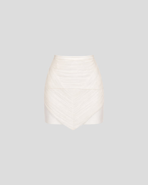 Sam skirt in embroidered silk crêponne of sculptural form