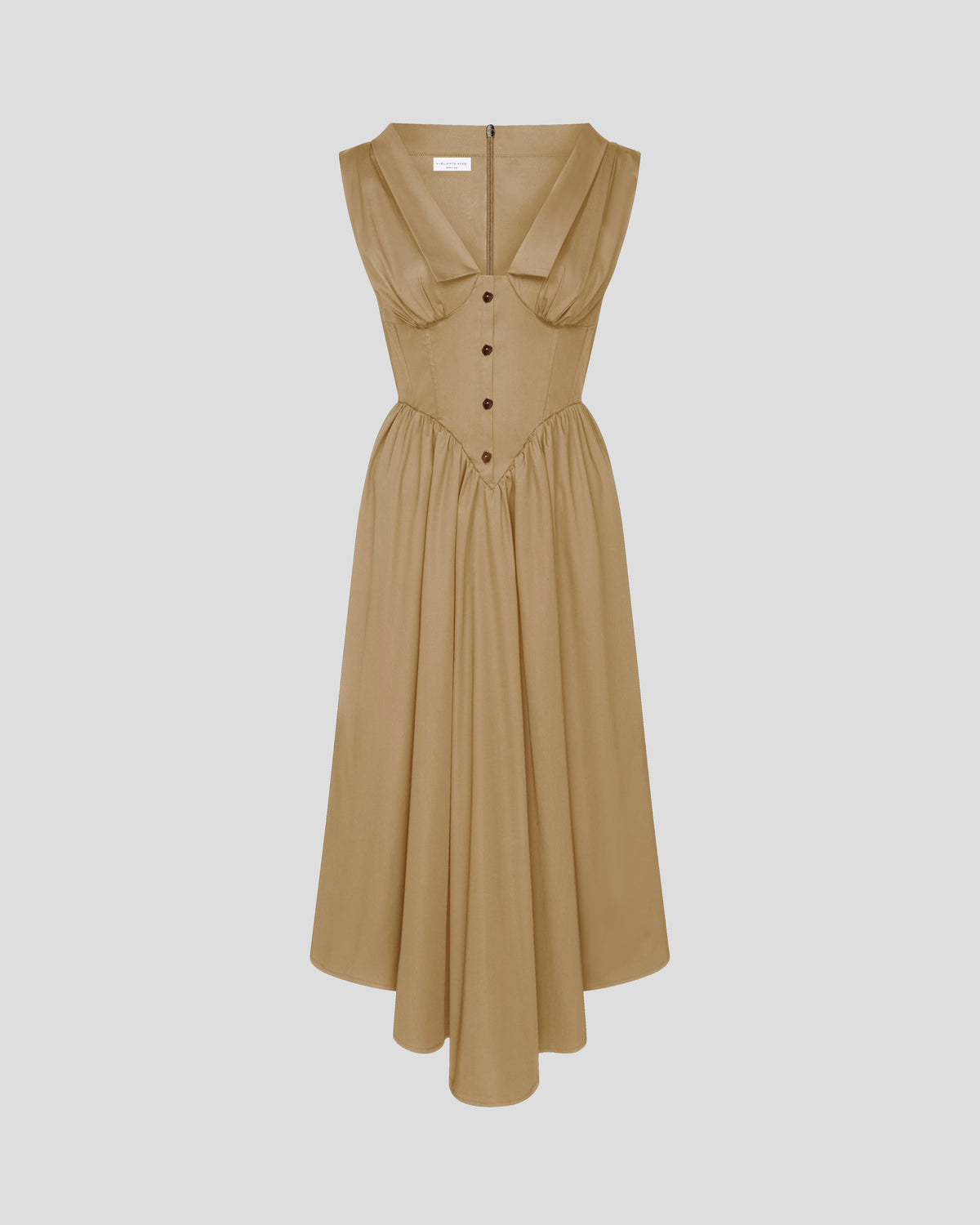Santos dress in satin cotton with a sculptural corset