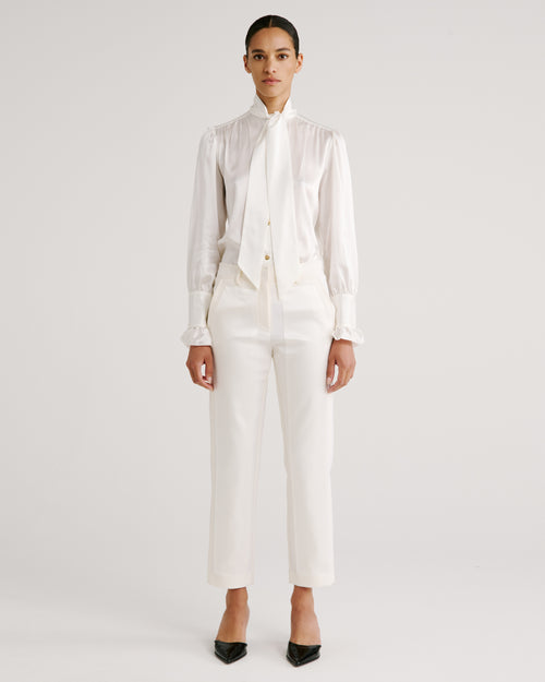 Ambrosi Blouse in ivory Silk Satin