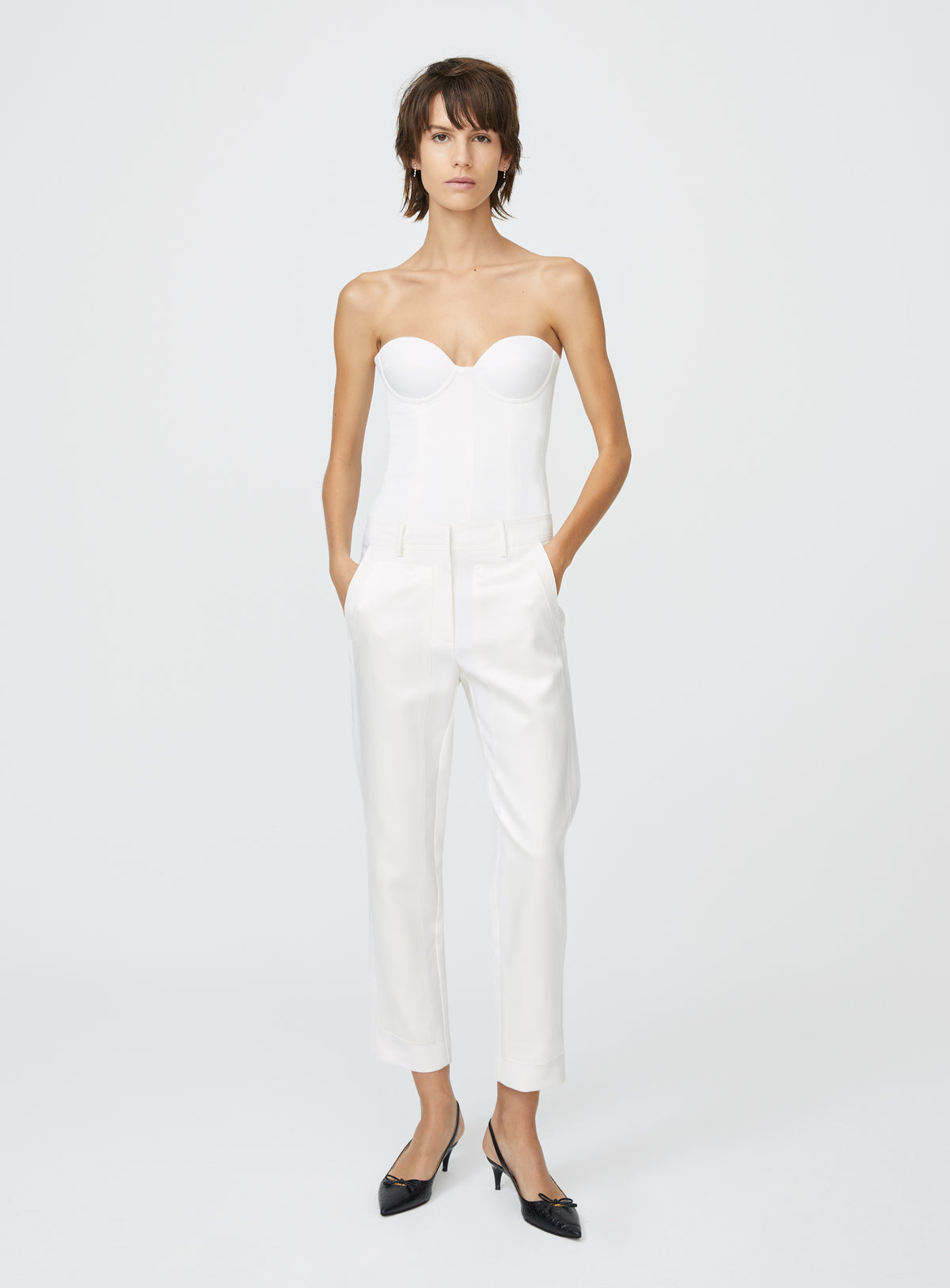 Scheggi tailored trousers with sculptural silk front panels