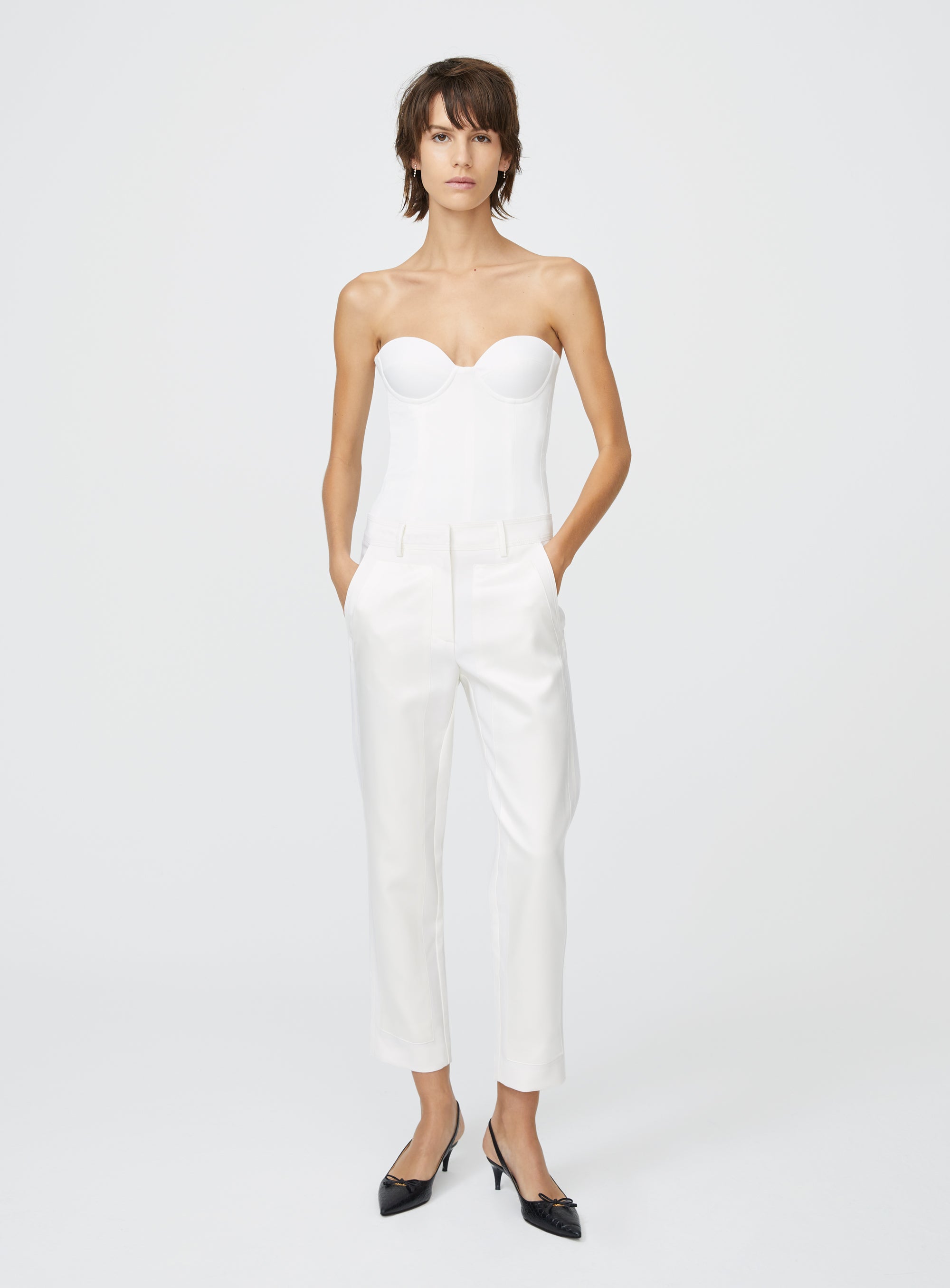 Scheggi tailored trousers with sculptural silk front panels