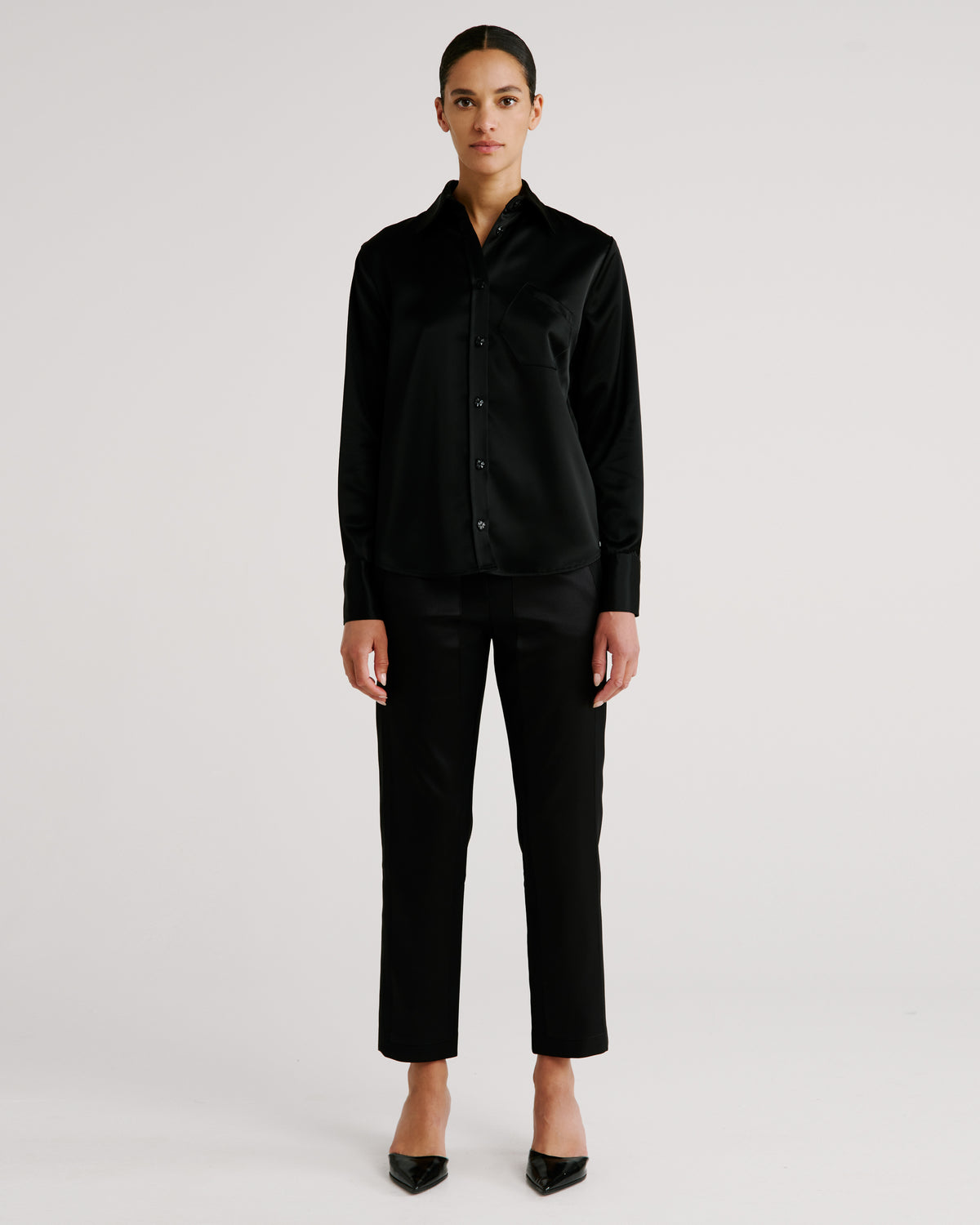 Violi Blouse in black Cady Satin