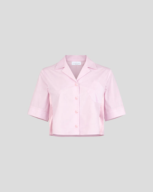 Setai cropped cotton shirt with sculptural silk panels