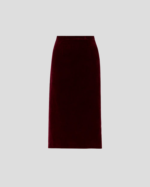 Shea midi pencil skirt in silk velvet of measured elegance