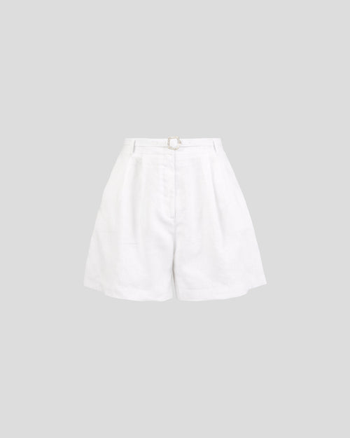 Sherman shorts in pleated linen with structured intent