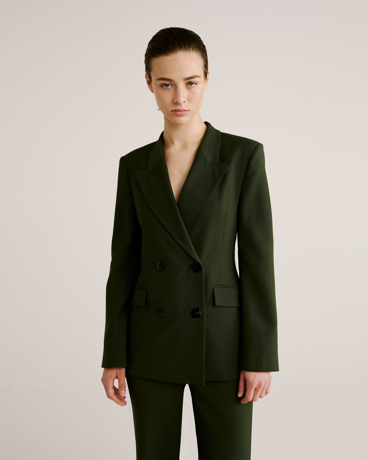 Sir Blazer in green Wool Crepe