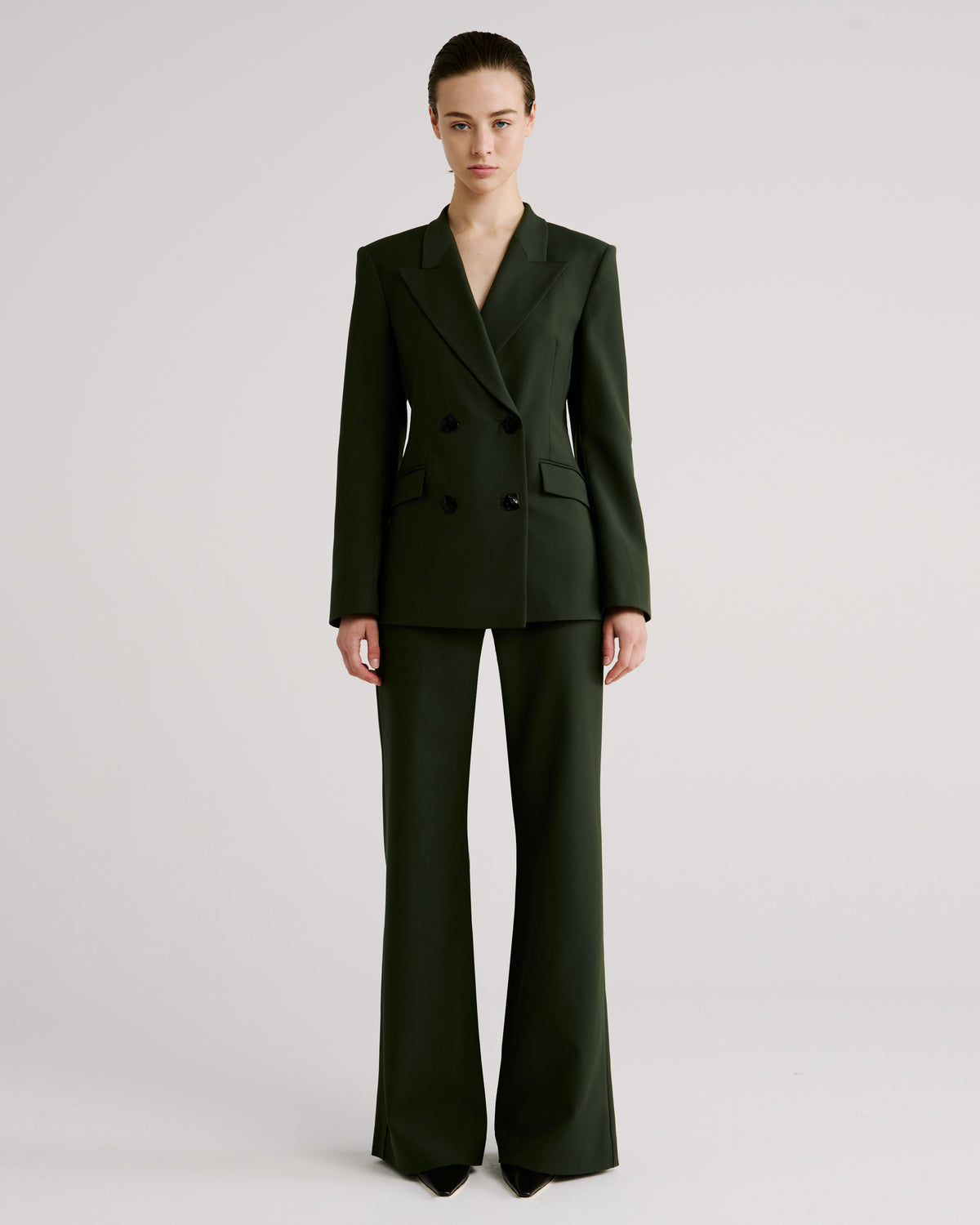 Sir Blazer in green Wool Crepe