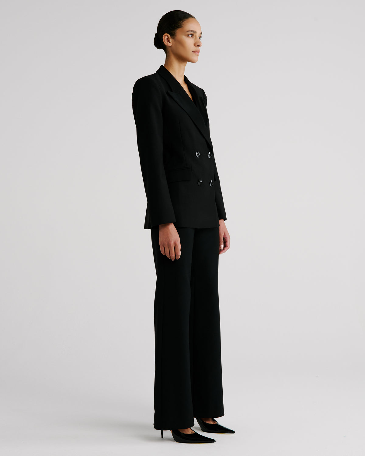 Sir Blazer in black Wool Crepe and Cady Satin